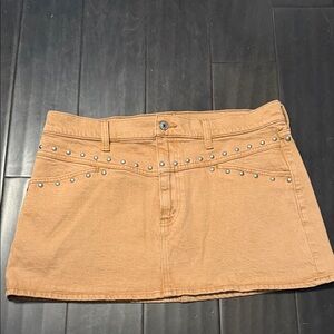 Abercrombie & Fitch Camel Studded Mini Skirt